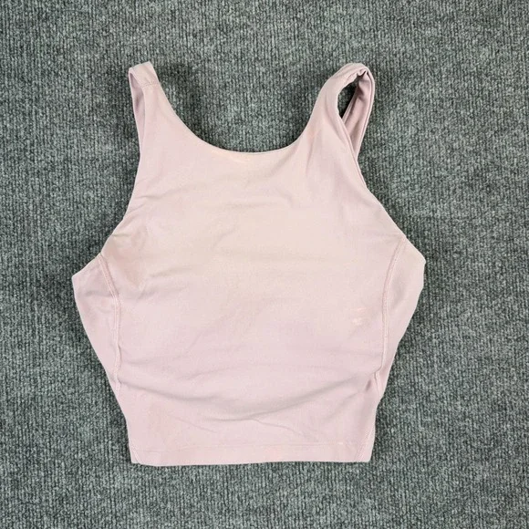 Lululemon Tank Top Womens Medium Pink Cropped Built In Bra Athletic Yoga
