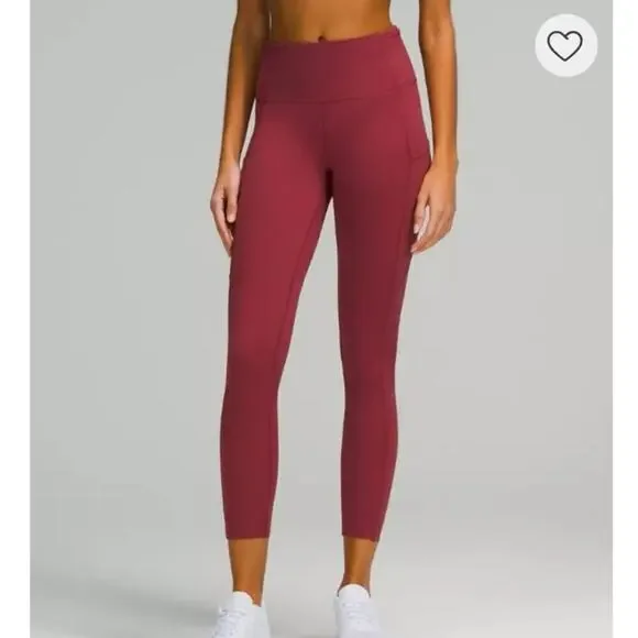 NWOT Lululemon Fast & Free Brushed Nulux 25” High-Rise Tight Red Maroon Size 2