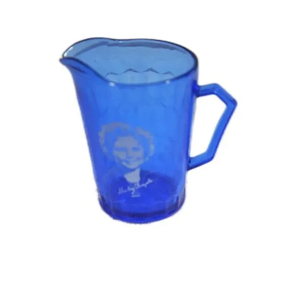 Hazel Atlas Shirley Temple Cobalt Blue Glass Pitcher Vintage Nostalgia