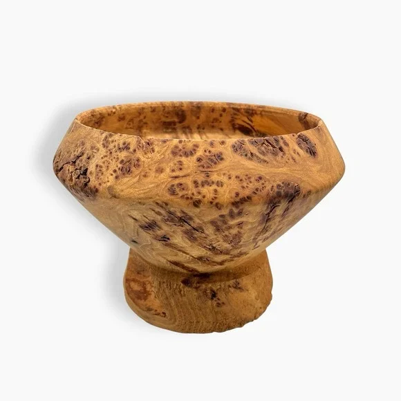 Burl Bowl Native American Wood Carved Pedestal Raised