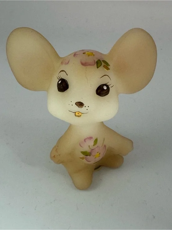 Fenton Mouse Cream Satin with Pink Floral Accents