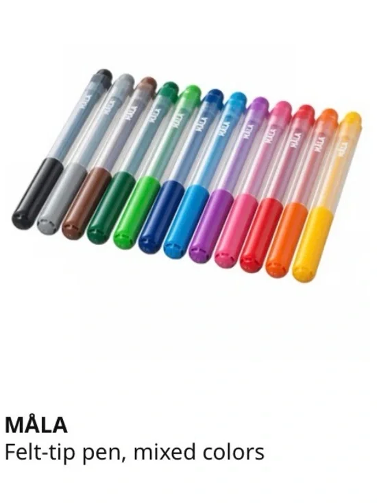12 MALA Felt-Tip Pens - Mixed Bright Colors
