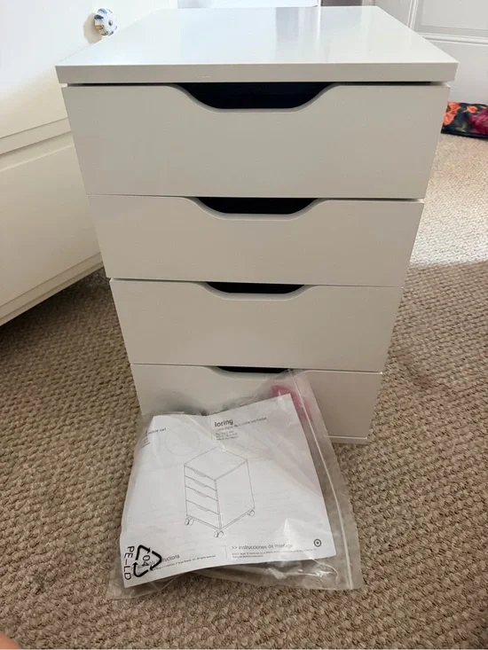 IKEA White 4-Drawer Storage Unit with Integrated Handles