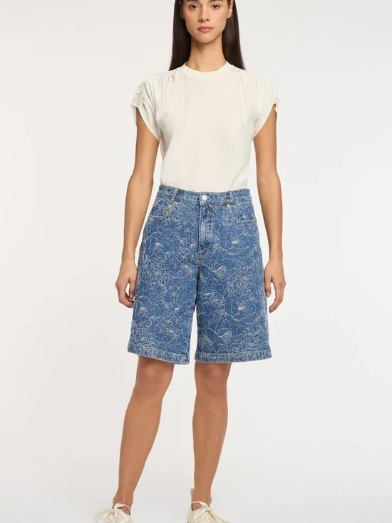 NWT 5a7 Cinq a Sept Garden Doodle Betsy Jean Short Size 4 Salt Breeze/white