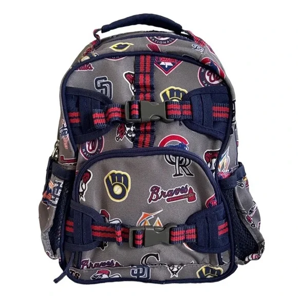 Pottery Barn Kids MLB Baseball Team Logo Backpack Gray Navy Red Small School Bag