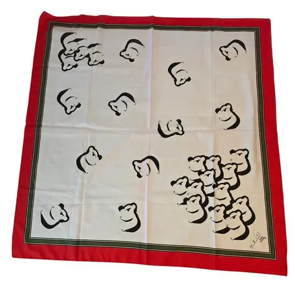 Fresca Australia Weiss Koala Print Polyester Square Scarf Red Green White