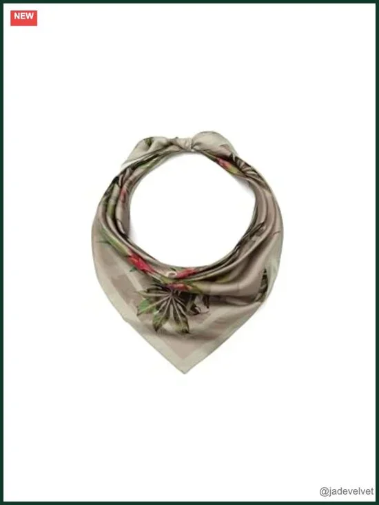 100% Silk Square Scarf with Barbwire Artwork