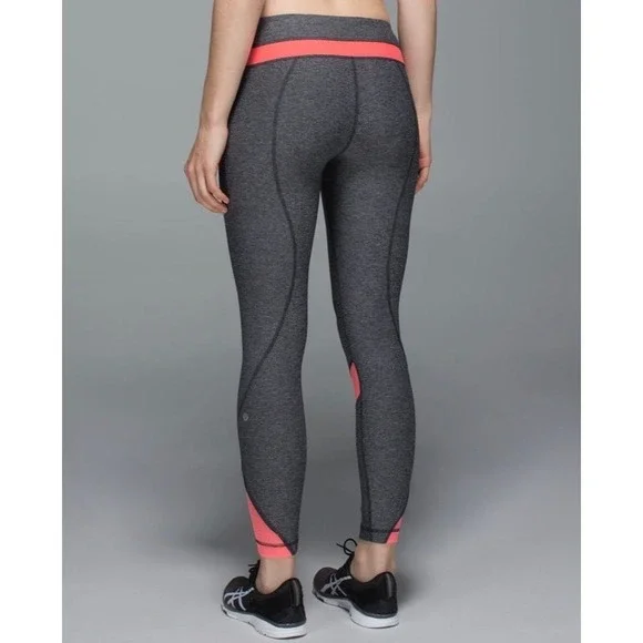 Lululemon Inspire Tight II (Mesh) Heathered Black / Grapefruit size 8 workout