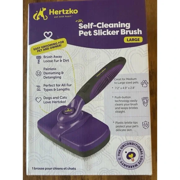 Hertzko Self-Cleaning‎ Pet Slicker Brush, Grooming Brush for Cat & Dogs