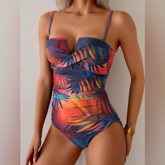 Women's Push Up Wrap Front Swimsuit One Piece Tummy Control Bathing Suit