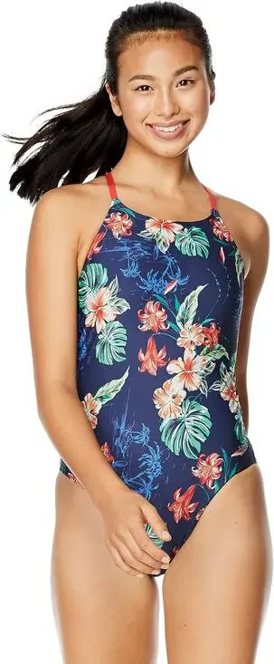 NEW Speedo Women's Swimsuit One Piece Endurance Turnz Tie Back sz 32