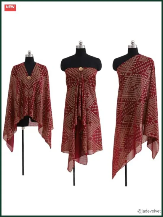 1920s Floral Design Faux Assuit Foil Print Chiffon Scarf