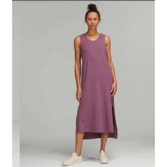 Lululemon‎ All Yours Tank Maxi Dress Pima Cotton Sleeveless Purple Size 10