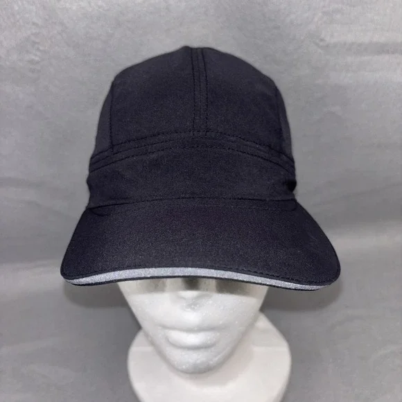 Lululemon Logo Womens One Size Black Adjustable Running Cap Lightweight Stretch