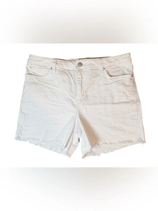 Seven7 White Denim Raw Hem Stretch Shorts Size 14 Summer Beach Casual