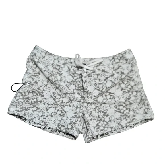 Patagonia Water Girl Board Shorts Olive Green Floral Lace Up Swim Trunks Size 12