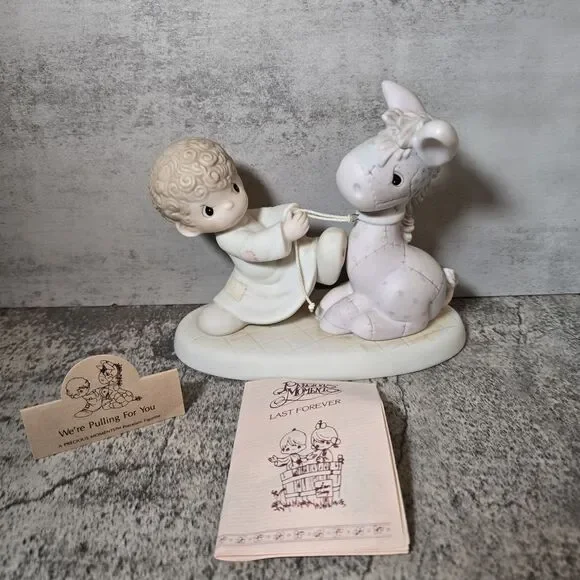Precious Moments  We're Pulling For You 1987 Enesco Tag Pamphlet #106151 Donkey