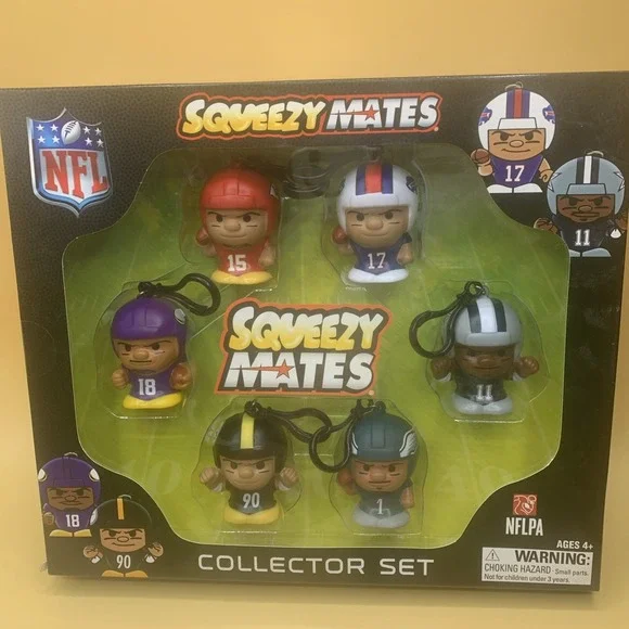 Squeezymates NFL Collector Box Set, 6 Figures New in Box Mahomes,Allen,Watt ++