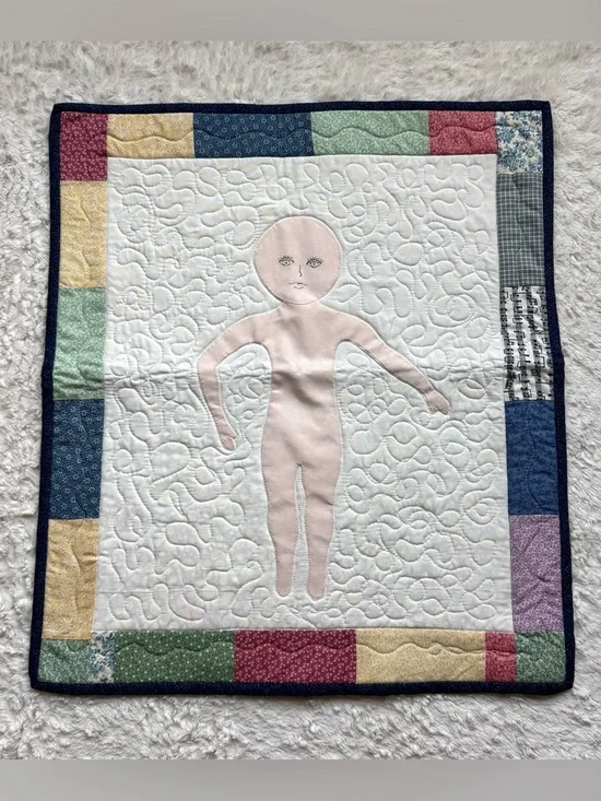 Wall Hanging Mini Quilt Paper Doll Quilt 23.5”x20.5” Patchwork Farmhouse