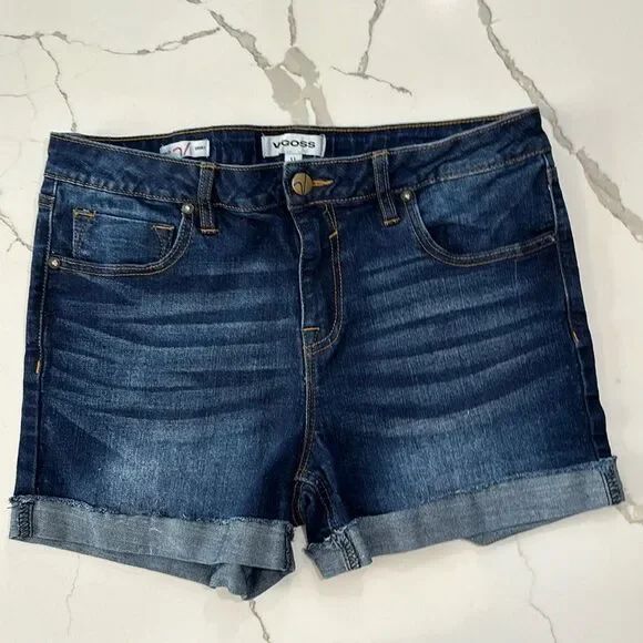 Vigoss | Marley Short Juniors Blue Denim Cuffed Jeans Shorts Size 11 Women's