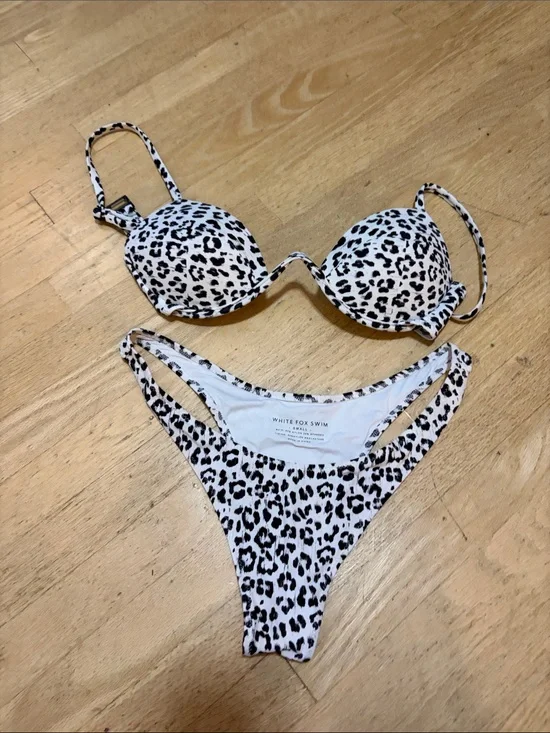White fox cheetah print bikini read