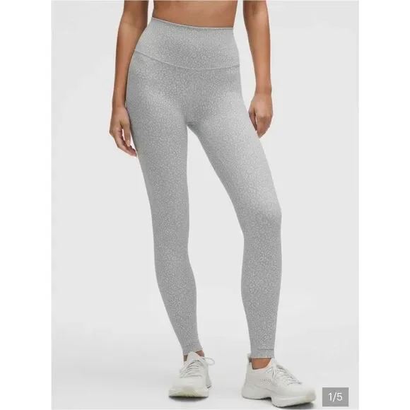Lululemon Wunder Train Hi Rise Tight Leopard Daisy Starlight Gray Womens 10