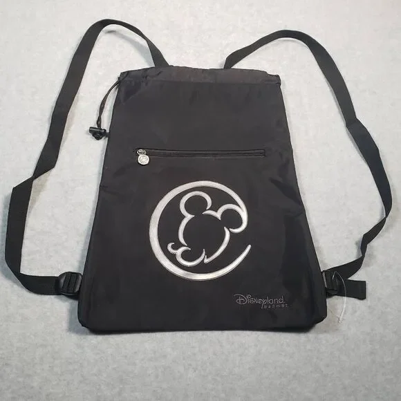 Disneyland Resorts Mickey Mouse Logo‎ Sling Bag Metallic Silver Heavy Duty Nylon