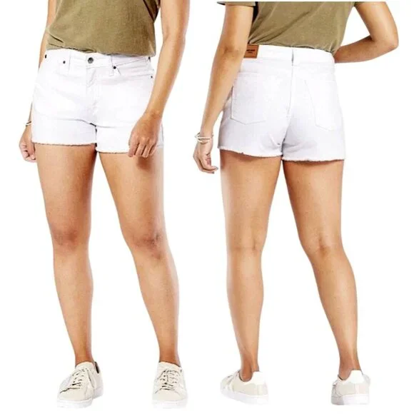 DENIZEN From Levi's High‎ Rise Denim Shorts White Women's Size 16 W33