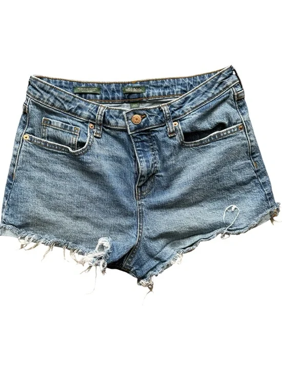 Wild Fable High Rise Frayed Hem Denim Shorts Size 10 Dark Wash Jean Shorts