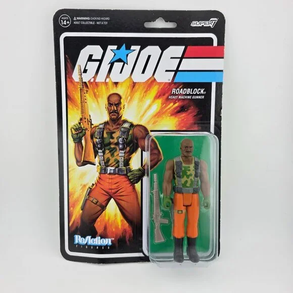 2021 Hasbro GI Joe - Super7 Roadblock Heavy Machine‎ Gunner Reaction Figures New