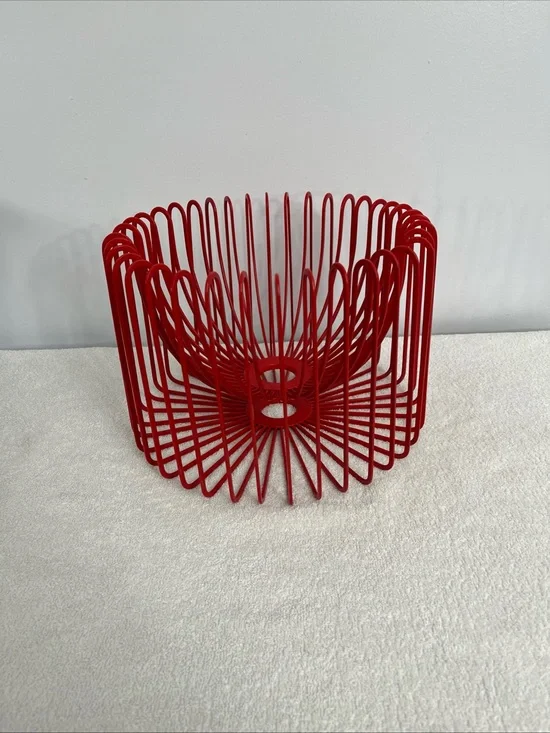 Vintage Ikea Trådig Fruit Basket – Ehlen Johansson Red Wire Bowl  1990s Rare