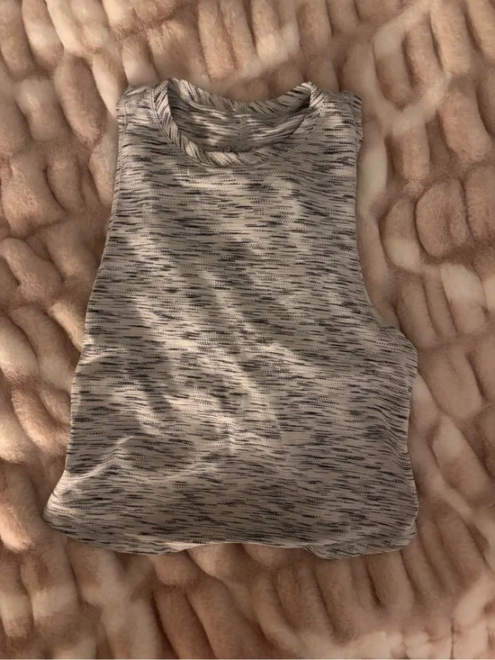 Lululemon Fast As Light Muscle Tank Tiger Space Dye Black White