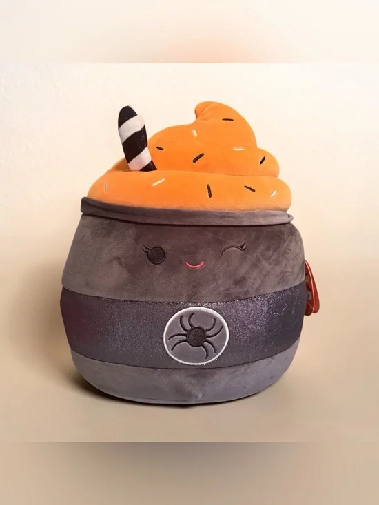 Rare Squishmallows Gray and Orange Cauldron Plush