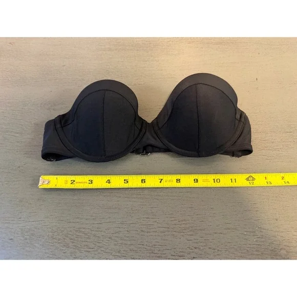 Old Navy Black Strapless Underwire Bikini Swim Top Small S Molded Cups Seamed