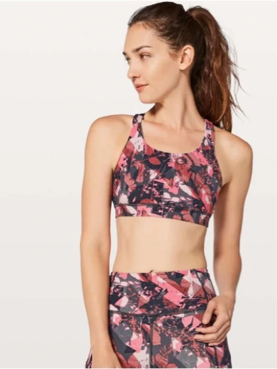 Lululemon strappy yoga sports bra Energy Nulux alpine white multi print XXS XS