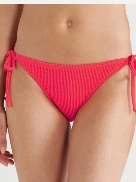 Glow Orange Popcorn Swim Side Ties BOTTOM ONLY Junior Girls SIZE 7-9 NWT