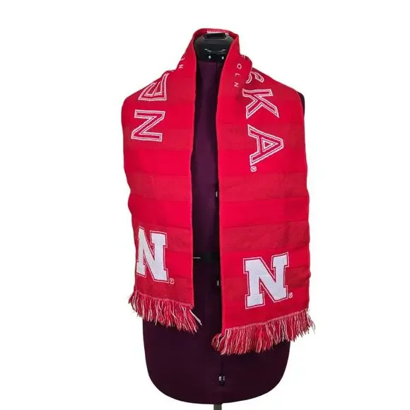 Nebraska Huskers Red & White Knit Scarf