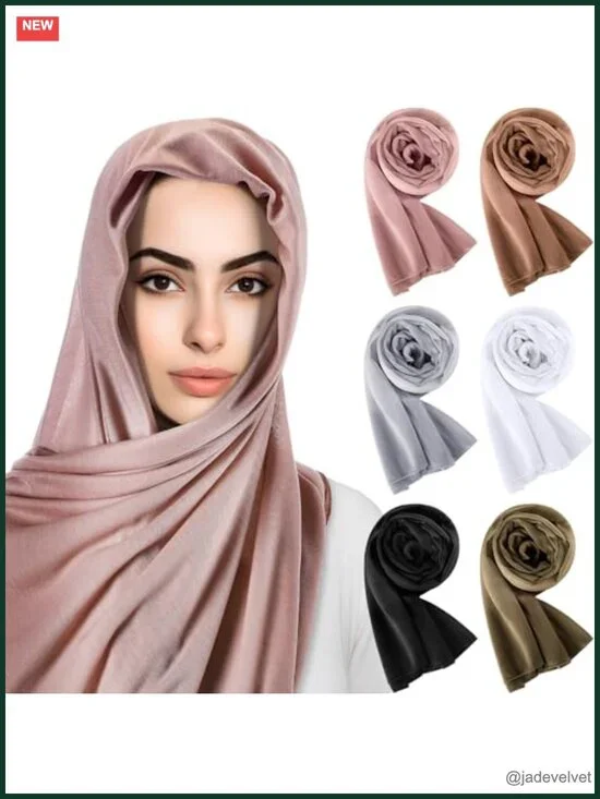 6 Pack Hijab Scarves Jersey Soft Long Scarf Wrap Muslim Shawl