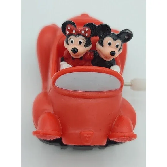 Disney Mickey & Minnie Mouse Burger King Toon Town Wind-up Toy Car Red Vintage