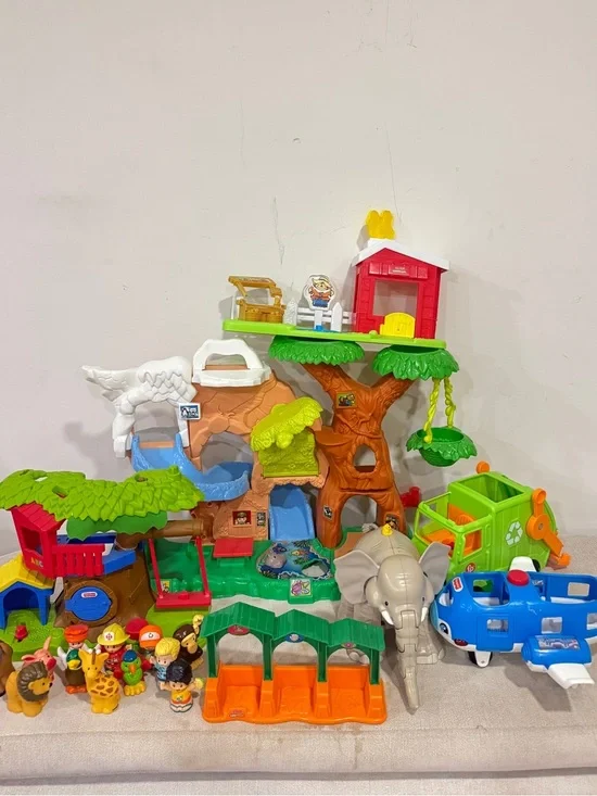 Lot vtg Little People vintage playset figurines zoo truck plane big animal farm