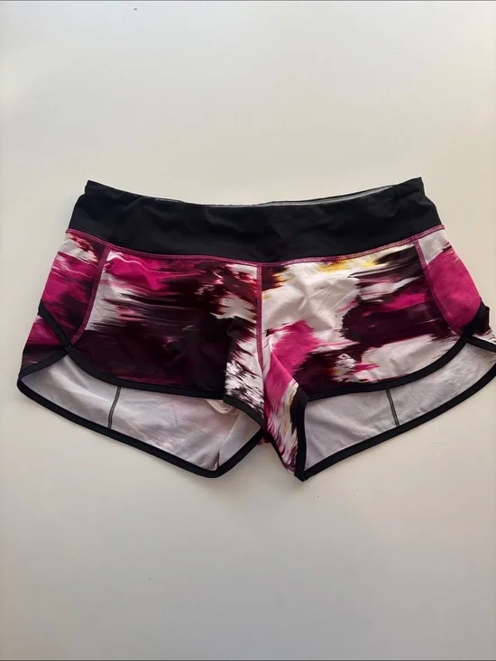 lululemon athletica Pink Magenta and Black Printed Running Shorts -565