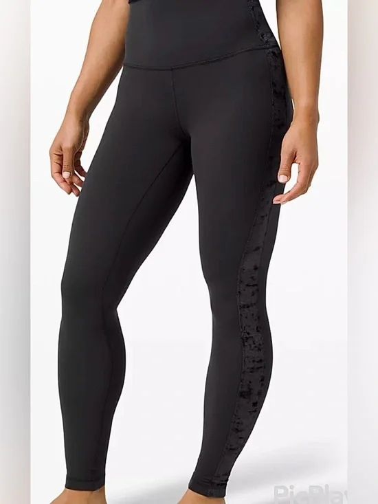 lululemon athletica Black Leggings with Velvet Side Panel