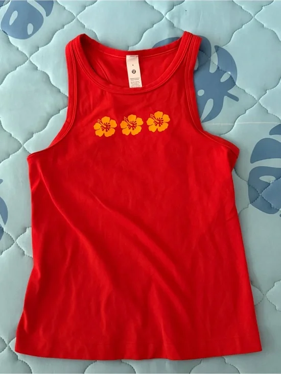 lululemon athletica Hawaii Red Tank with Yellow Hibiscus