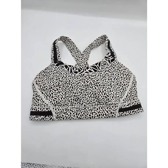 Lululemon Rack Pack Bra Miss Mosiac Size 6 White Posey Black