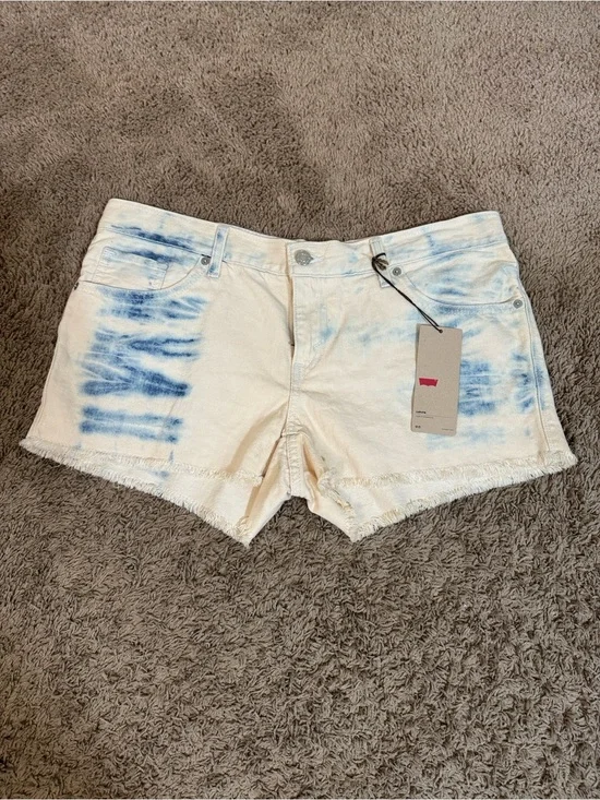 NWT Levi's Tie-Dye Blue Cream Denim Cutoffs Shorts Women's size 34