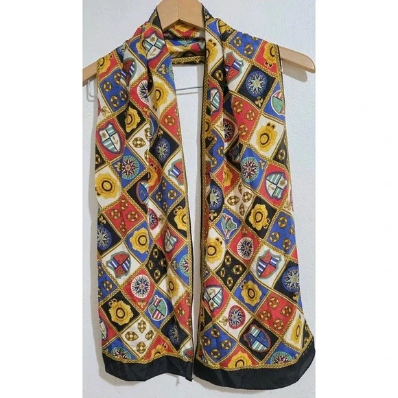 Echo Nautical‎ Star Compass Shield Red Green Scarf Wrap Ship Vibrant  NEW