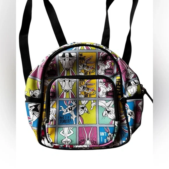 Warner Brothers Looney Tunes Mini Backpack Bugs Bunny Iconic Sayings Pockets