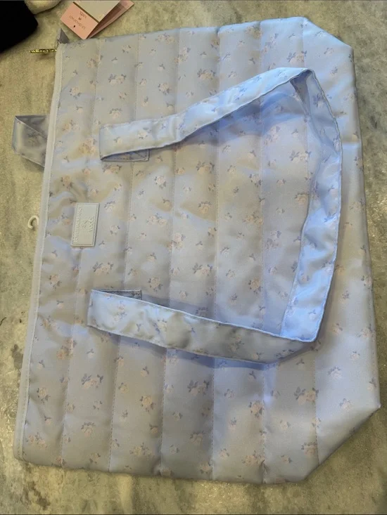 Kids Quilted Light Blue Floral Tote Bag