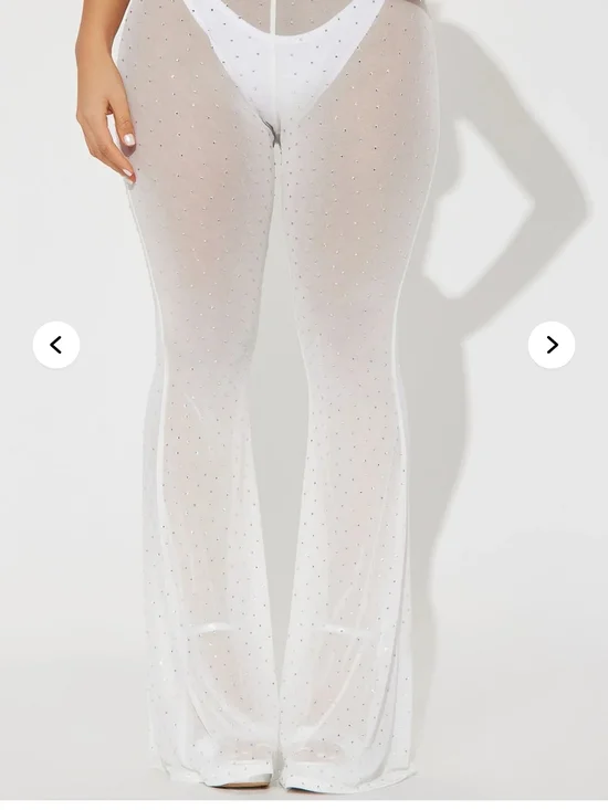 Jeweled Sheer Flare Pants