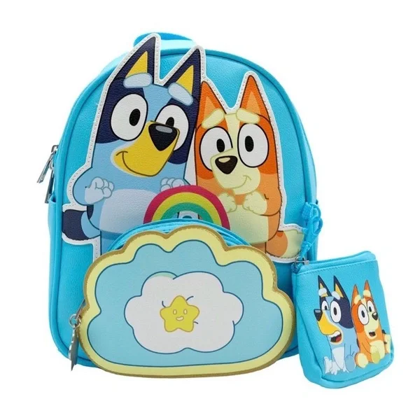 Bluey Backpack with Matching Clip on Pouch. New in Plastic!